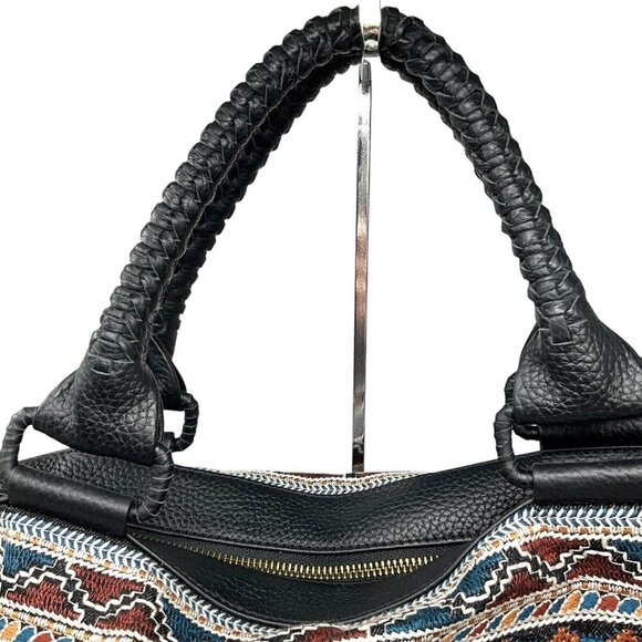 Johnny Was Workshop Molly Tote Weekender Bag Black Floral Embroidery Leather - Picture 4 of 15